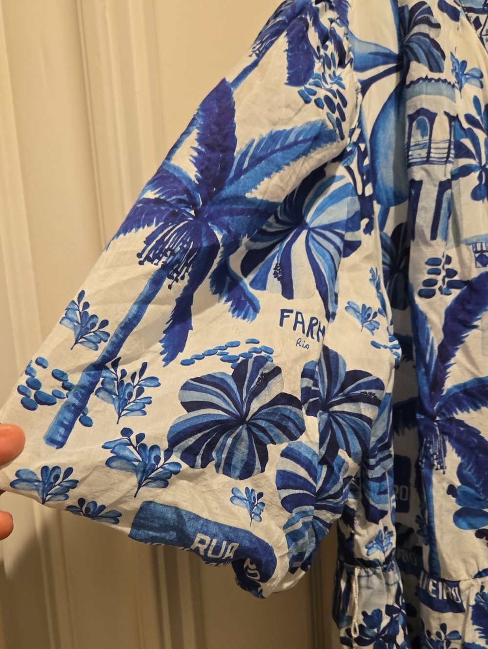 Farm Rio Blue Palm Print Dress - Picture 3 of 4